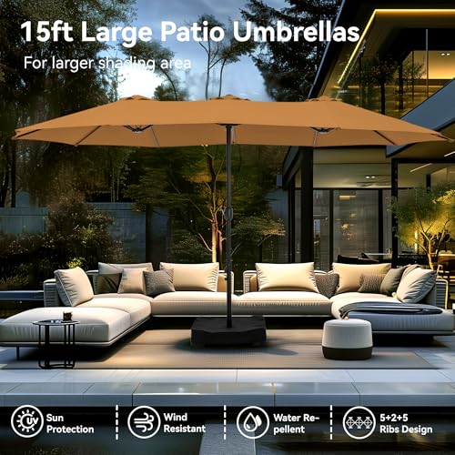 15ft Large Outdoor Patio Umbrella with Base Included