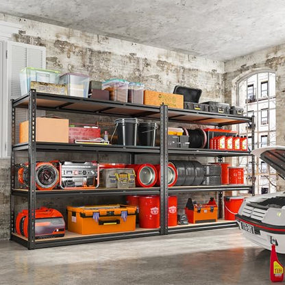 48" W Garage Shelving Heavy Duty 2550 LBS Storage Shelves 4 Tier Heavy Duty Shelving