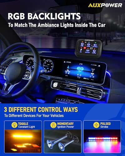6 Gang Switch Panel Toggle Momentary Pulsed Led Switch Panel RGB Dimmable Switch Panel Auxiliary Circuit Control Relay System Automotive Switch Panel for Truck Boat Car