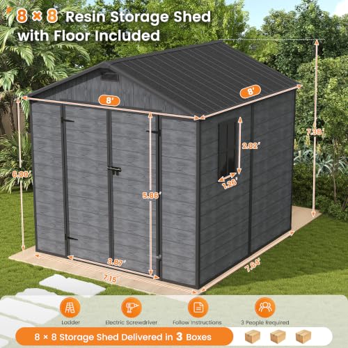 8x8 FT Resin Storage Shed