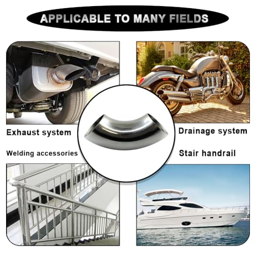 OD 1.25 Inch 90 Degree Stainless Steel Bend Tube Exhaust Elbow Pipe for Car Modified Exhaust System 1.25" Piping Silver Tone