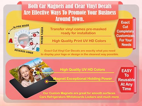 Custom Vinyl Decal or Car Magnet with Personalized Text or Logo