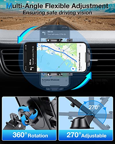 Car Phone Holder【2026 Upgraded 100+LBS Suction & Safety Cert】 Cell Phone Car Mount for Truck Heavy Duty Phone Holder for Dashboard