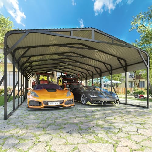 20X40 FT Heavy Duty Metal Carport Canopy with Triangle Frame Base
