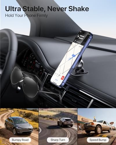 Latest Upgrade for MagSafe Car Mount [33+LBS Strong Suction & 2200gf Magnetic] Small Phone Holders for Your Car Dashboard