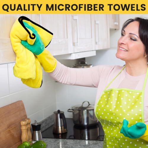 6 Pcs 36"x25" Yellow Microfiber Towels for Cars Drying Polishing (6 Count)
