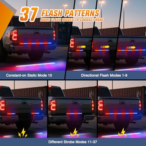 49 Inch Emergency Strobe Light Strips with Controller Red Blue