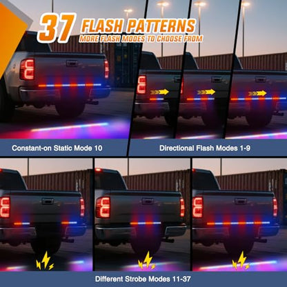 49 Inch Emergency Strobe Light Strips with Controller Red Blue