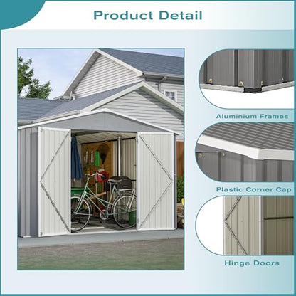 10x12 FT Outdoor Storage Shed with Floor Frame Kit