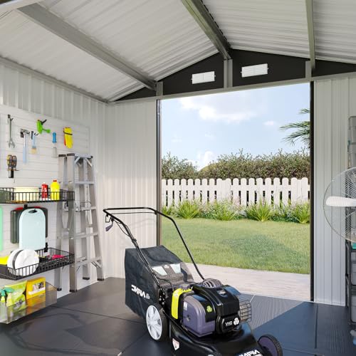 7.3'x5.3' Shed with Floor Galvanized Steel Outdoor Storage Shed Brown