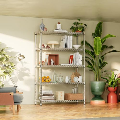 1750LBS Garage Shelving Wide Storage Shelves 5 Tier Metal Shelves Heavy Duty Adjustable Utility Shelf Rack