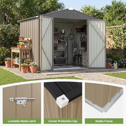 8x6 FT Outdoor Storage Shed with Floor Frame