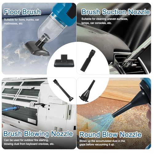 4-in-1 Portable Vacuum Cleaner High Power 16000PA Suction Handheld Car Vacuum with 1500mAh Battery Multi-nozzles for Car Home Office Pet
