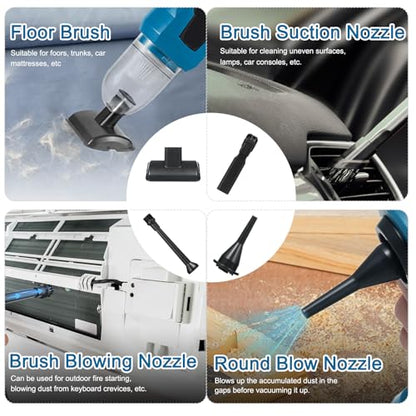 4-in-1 Portable Vacuum Cleaner High Power 16000PA Suction Handheld Car Vacuum with 1500mAh Battery Multi-nozzles for Car Home Office Pet