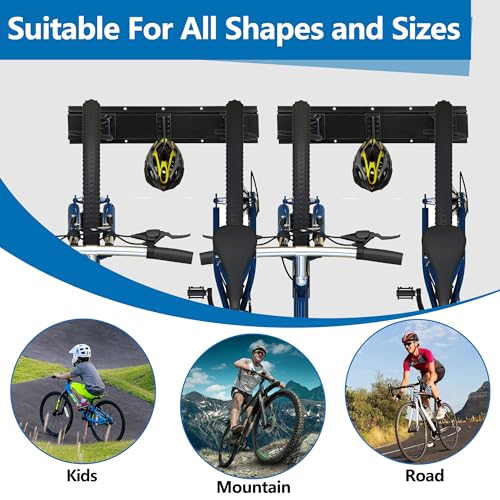 60.36in Vertical Wall Bike Rack Holds 6 Bikes 5 Helmet Hooks