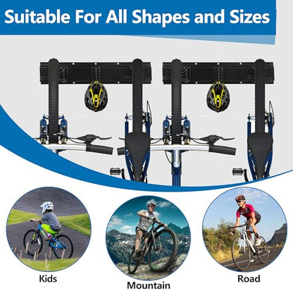 40.24in Vertical Wall Bike Rack Holds 4 Bikes 3 Helmet Hooks