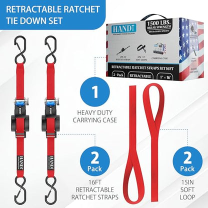 USA Based Retractable Ratchet Straps (2 Count)