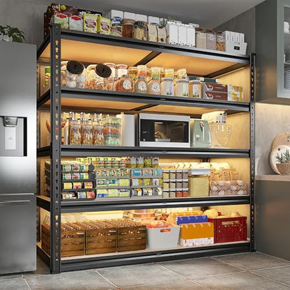 2500LBS Garage Shelving Heavy Duty 72''H Storage Shelves 40" W Heavy Duty 5 Tier Metal Shelves Adjustable Pantry Shelf for Closet Pantry Basement Kitchen Warehouse 72" H x 40" W x 20" D (2 Count)