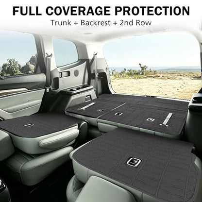Trunk Mat & Backrest Mat & 2nd Row Seat Back Cover for Kia Telluride 2020