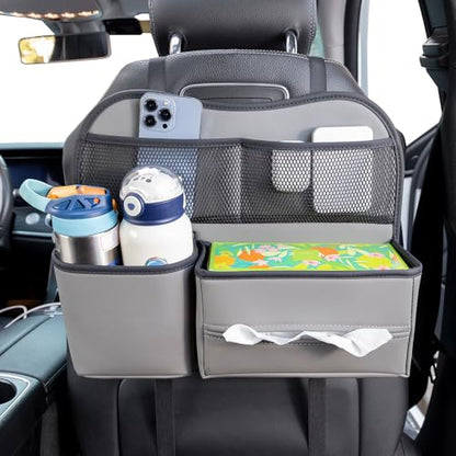 Multifunctional Car Seat Back Organizer with Large Tissue Box Holder