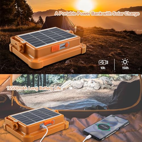 Portable LED Work Solar Light 100W 16500mAh 10000 LM with Stepless Brightness Job Site Battery Rechargeable LED Floor Light for Emergency Worklight for Hurricane