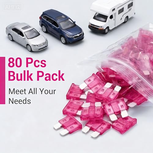 80Pcs) 50 Amp Standard Fuse, 50A Car Blade Fuses for Car/RV/Truck/SUV/Motorcycle/Boat