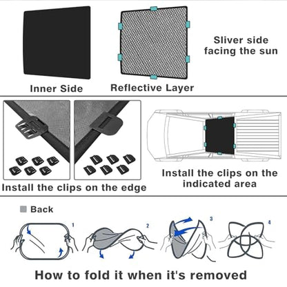 Foldable Roof Sunshade Compatible with 2026 2025 2024 Tesla Cybertruck Accessories Upgraded Heat Reflective Tech Accessories Sunroof Reflective Sun Shade