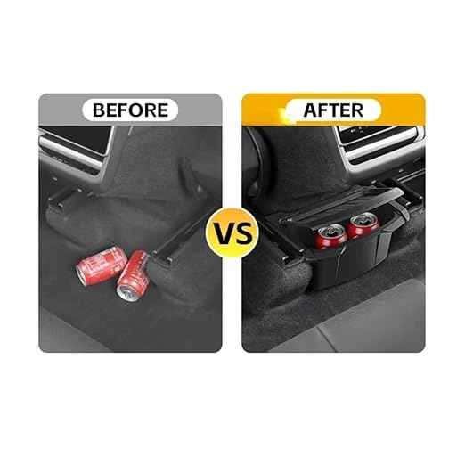 Rear Center Console Organizer Compatble for Tesla Model Y Juniper 2025 2026 Trash Can with Anti-Slip Lid Cover Backseat Storage Box