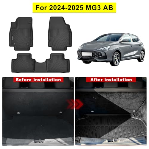Floor Mats Trunk Liner for 2024 2025 2026 MG MG3 Customized TPE All Weather Car Floor Liners Fit MG Accessories Black