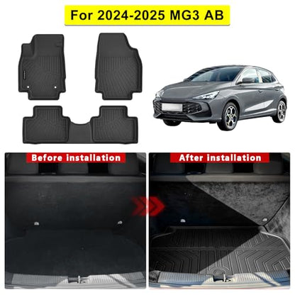 Floor Mats Trunk Liner for 2024 2025 2026 MG MG3 Customized TPE All Weather Car Floor Liners Fit MG Accessories Black