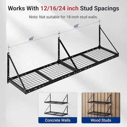 2 Pack 2x4 ft Garage Wall Shelving with 4 Hooks (2 Count)
