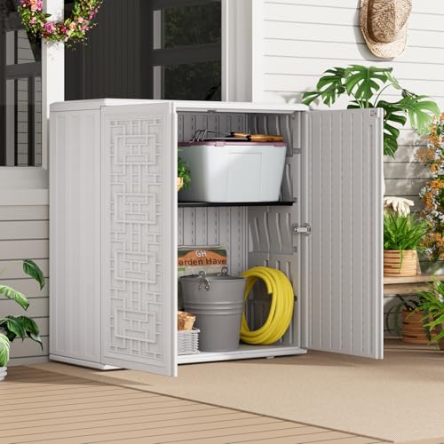 Indoor Outdoor Storage Cabinet with Doors and Shelf