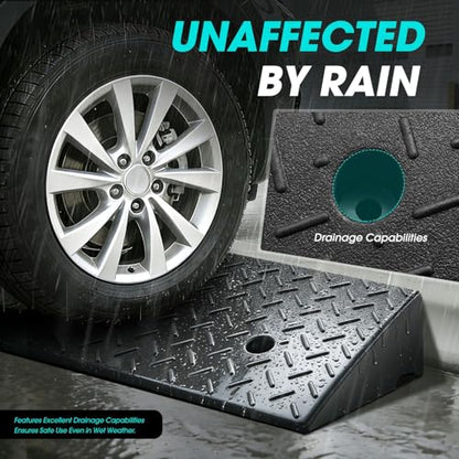 2pcs 5.3" Rise Rubber Curb Ramp Heavy Duty Loading Driveway Ramp Threshold Ramp 19.5" W x 13.6" D x 5.3" H for Loading Dock