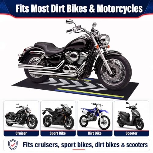 Motorcycle Mat Garage Floor Rug Washable Parking Mats for Garage Floors Non Slip Oil Absorbent Pad Rubber Backing Layer Protects Floor