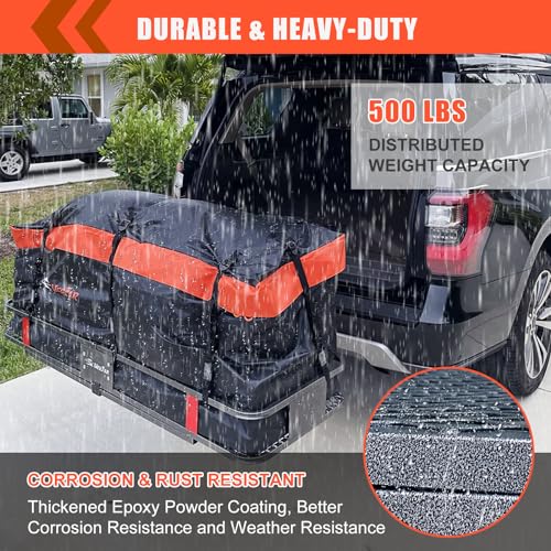 Hitch Mount Cargo Carrier Rack Basket 60"*20"*6"+Waterproof Bag 16 Cu.Ft