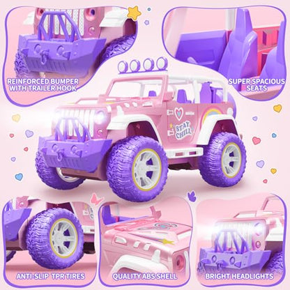 Pink Remote Control Car for Girls with Fog Mist & Music