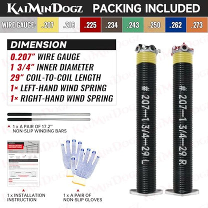 Pair of 1.75" Garage Door Torsion Springs Set with Non