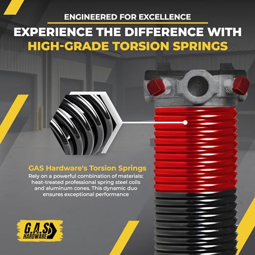 Garage Door Torsion Spring 225x2x25 Torsion Springs for Right Side of Garage Door with 1" Steel Bearing