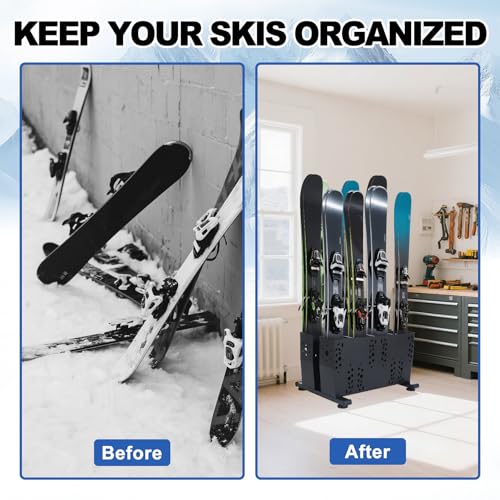 Freestanding Ski Storage Rack for 4 Pairs