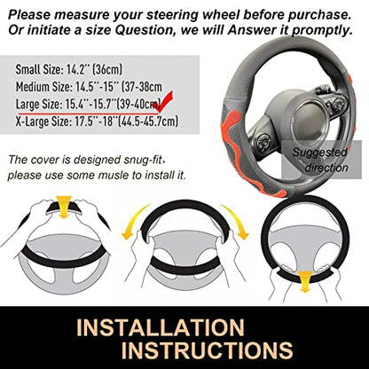 Large Size Comfy Grip Steering Wheel Cover 15.75 Inch