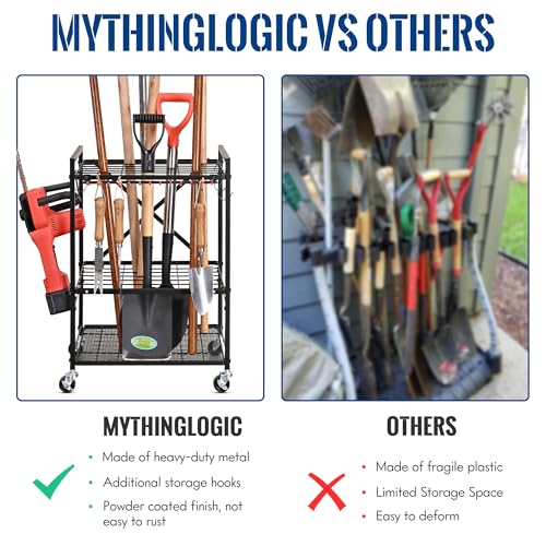 Rolling Garden Tool Organizer for Garage and Yard Tools