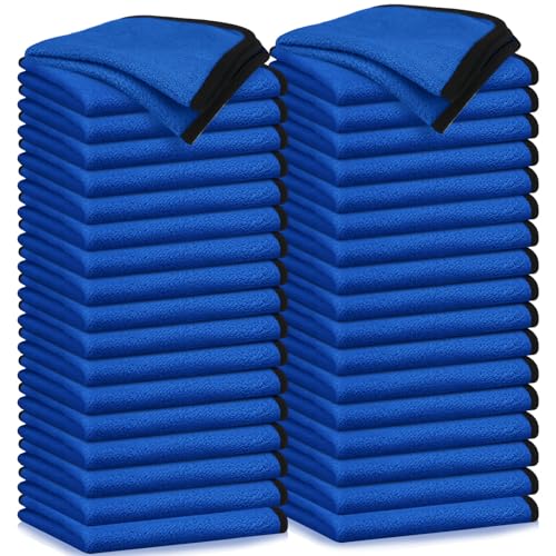 50 Pcs 16"x16" Blue Microfiber Towels for Cars Drying Polishing (50 Count)