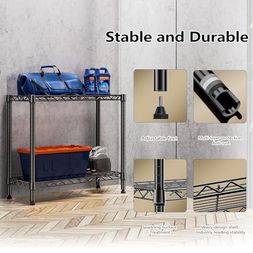MZG 220 lbs 2 Tier Storage Rack Metal Wire Shelving Unit