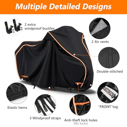 420D Cotton Lining Waterproof Motorcycle Cover for Harley Davidson Cruiser