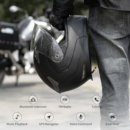 Motorcycle Helmet Bluetooth 5.0 Integrated New EPS FreedConn BM2