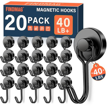 20 Pack Black Magnet Hooks (20 Count)