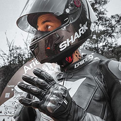 Mens Leather Motorbike Gloves KM046 Black XXL