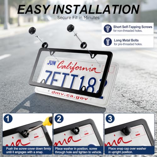 4 Holes Stainless Steel License Plate Frames