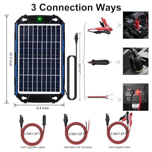 Waterproof 10W 12V Solar Battery Charger & Maintainer Pro