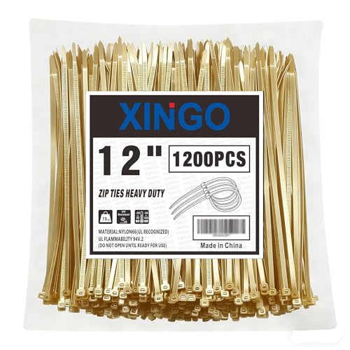 12 Inch Gold Zip Ties 1200 PCS (1200 Count)